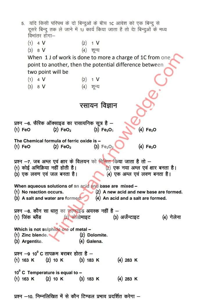 Pratibha Samman Yojana Previous Year Question Paper