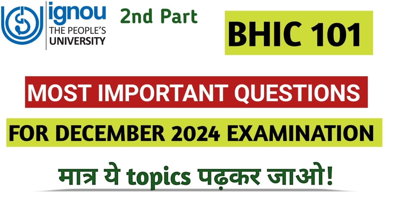 BHIC 101 Important Questions with Answers in Hindi Pdf Download