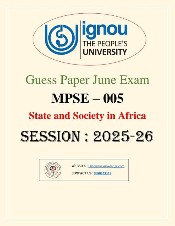 MPSE 005 State and Society in Africa Guess Paper 2025