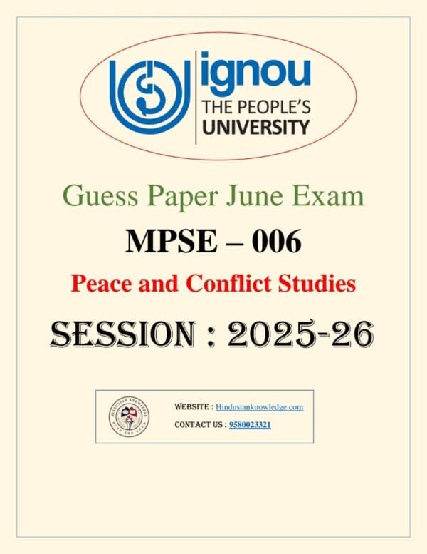 MPSE 006 Peace and Conflict Studies Guess Paper