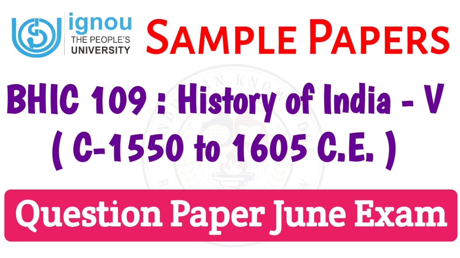 BHIC 109 June 2025 Exam Paper in English