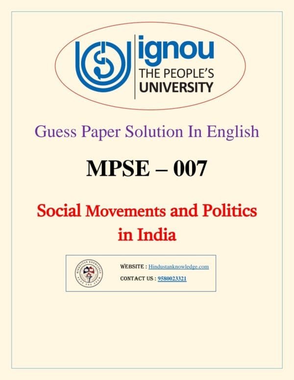 MPSE 007 Guess Paper with Answer June 2025 Exam in English