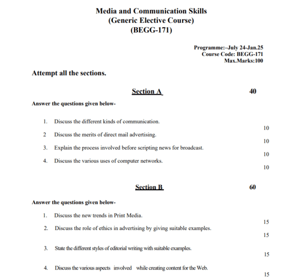 IGNOU BEGG 171 : Media and Communication Skills in English Solved Assignment 2024-25 - Image 2