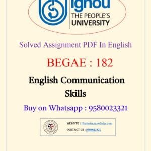 BEGAE 181 Solved Assignment in English