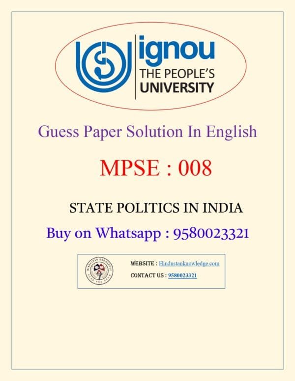 MPSE 008 Guess Paper with Answer June 2025 Exam in English
