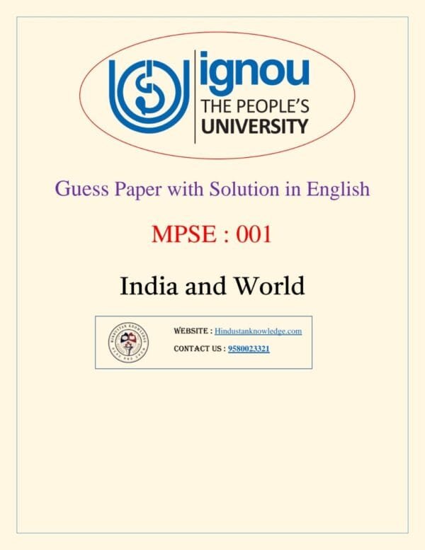 MPSE 001 Guess Paper with Answer June 2025 Exam in English