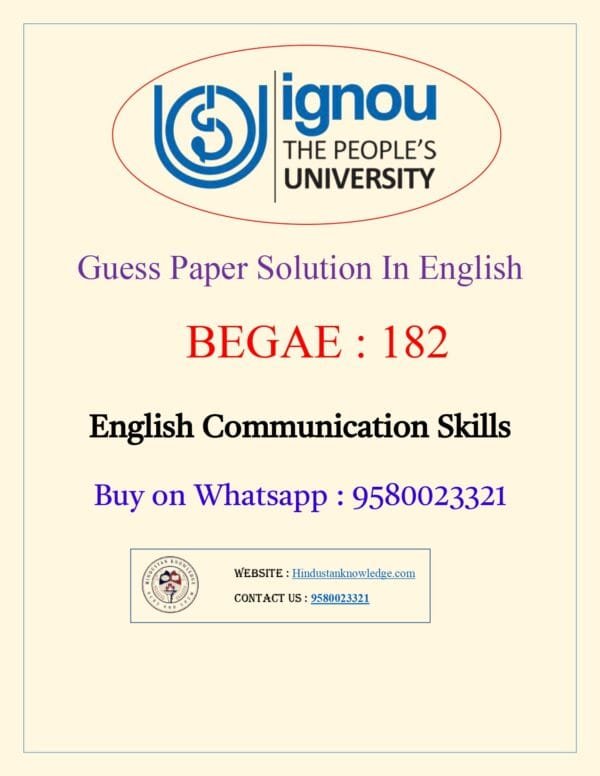 BEGAE 182 Guess Paper with Answer June 2025 Exam in English